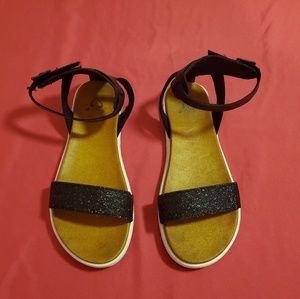 Girls black Justice sandals size 6